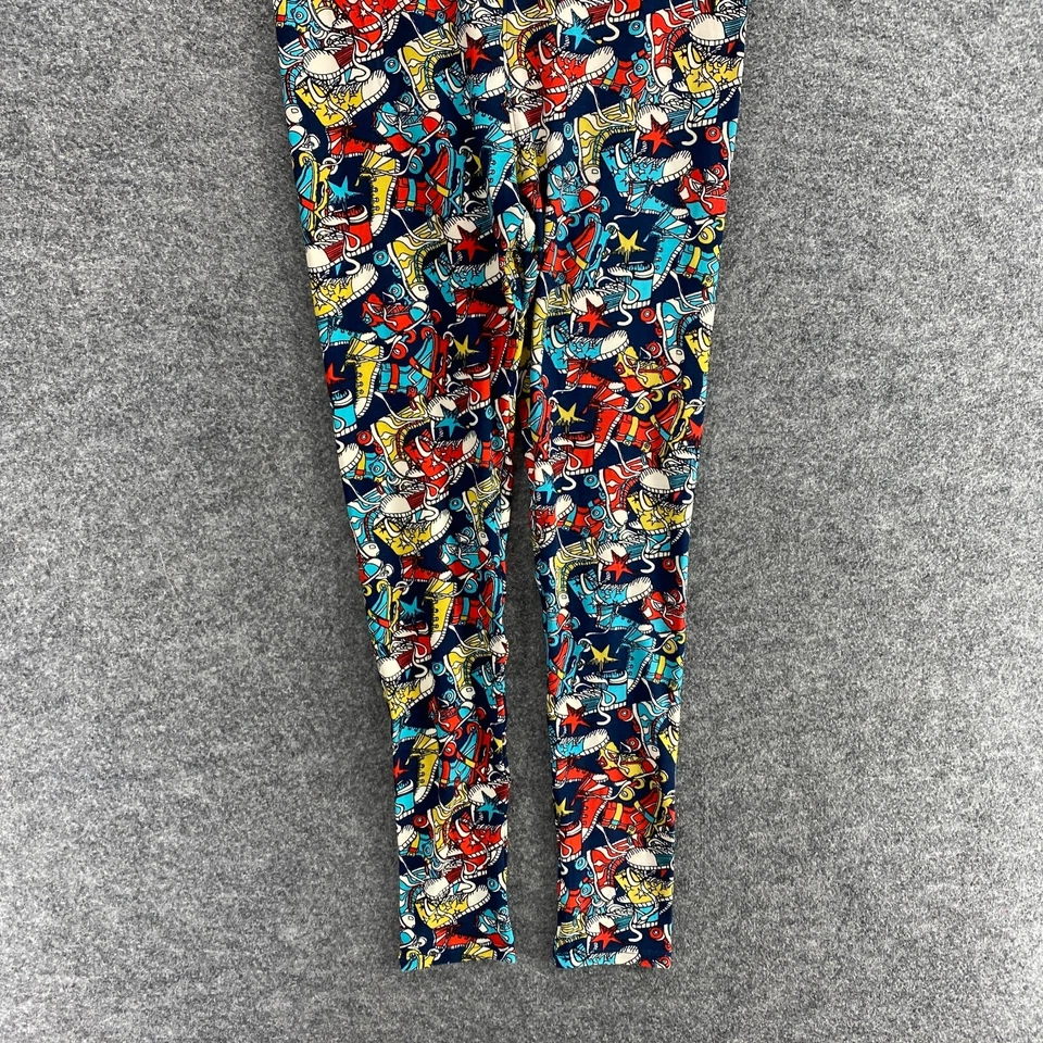 LulaRoe Leggings Mujer Talla Única Negro Tenis Estampado tiro alto Pull On Capri Foto 4 de 4