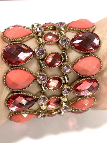Armband Stretch breit rosa & Töne 6,75"