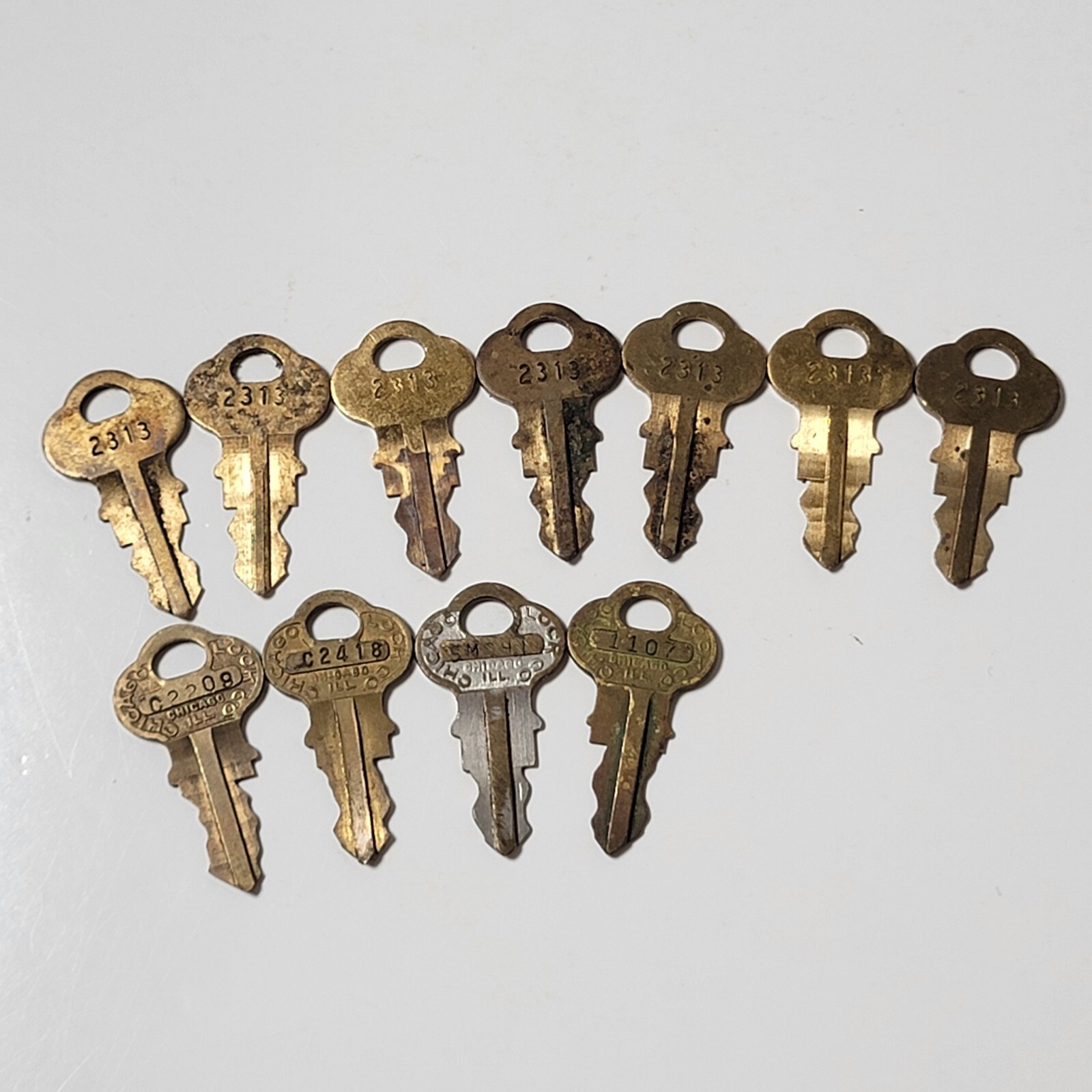 Vintage Chicago Lock Co Brass Key Lot of 11 Keys 7of Which Are No 2313