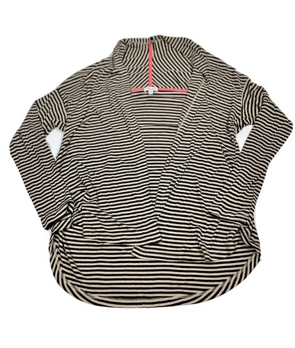 Splendid Belmar Beige Black Stripe Open Front Waterfall Cardigan sz Md - Picture 3 of 8
