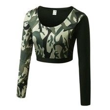 Women Yoga Crop Top Fitness Sport Compression Blouse Long Sleeve Gym Workout