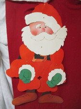 Vintage Die Cut Cardboard Foldup Christmas Santa