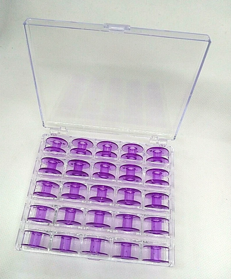 25X Plastic Bobbin #2518P Purple Colour  15 Class Packed in Clear Plastic Case - Image 2 of 2