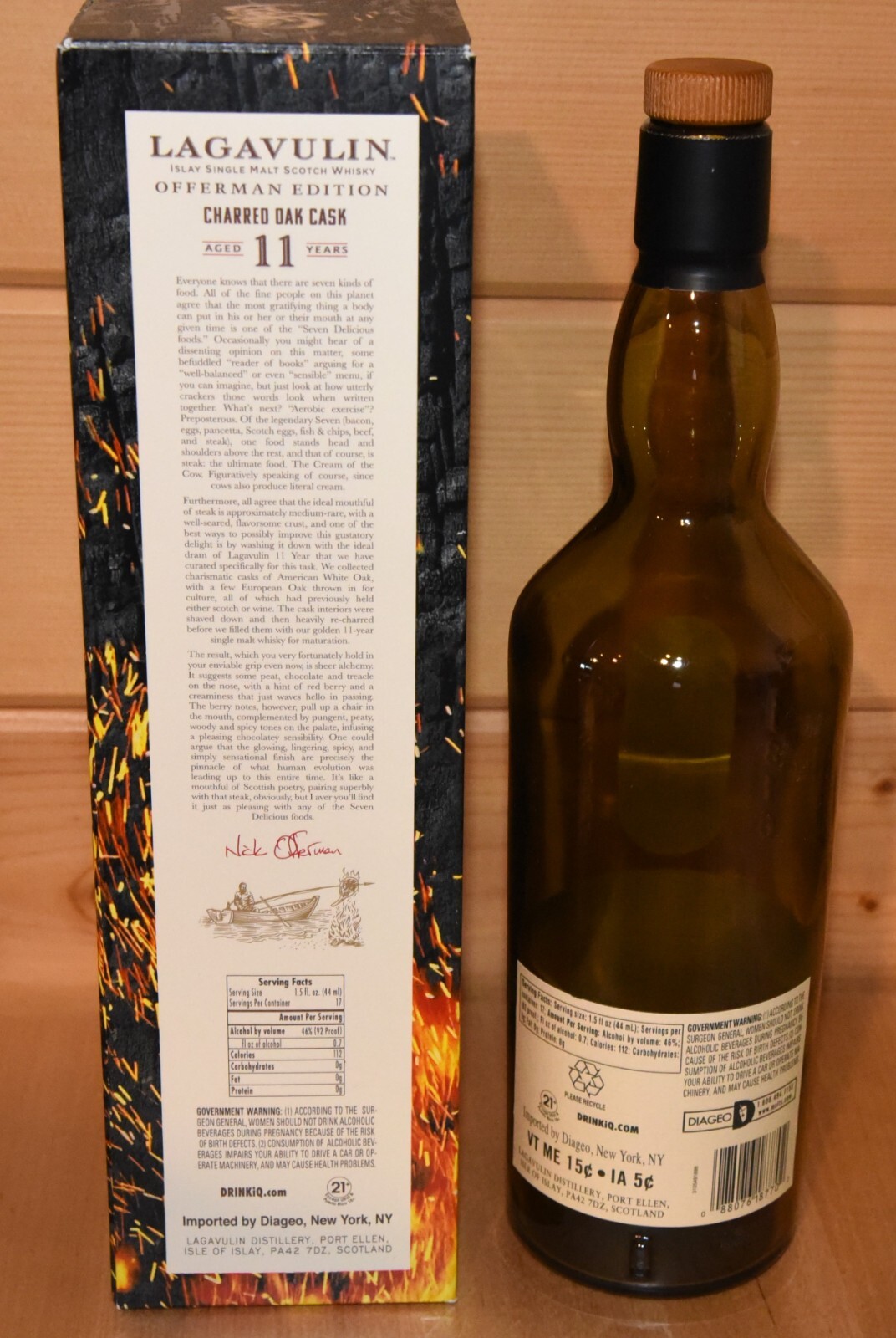Lagavulin 11 Scotch (Islay) Offerman Ed. Empty 750ml Bottle with Cork Cap & Box