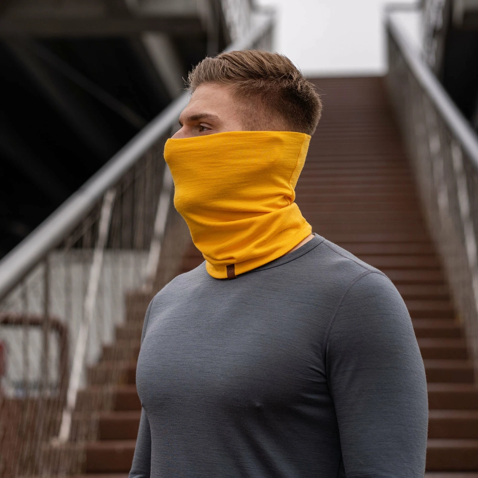 Men's Merino Wool Warm Neck Gaiter * Outdoor Windproof Cycling Face Mask Yellow