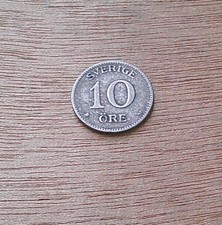 1x Schweden 10 Öre 1918 w Gustaf V Silber
