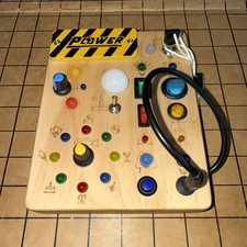 Montessori Toddler Busy Board Wooden Sensory Board LED Lights  Switches TESTED