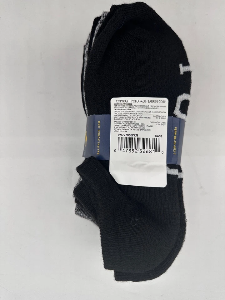 NUEVO PAQUETE DE 6 PARES CALCETINES POLO RALPH LAUREN MUJER NO SHOW SURTIDOS TALLA 9-11 Foto 3 de 4