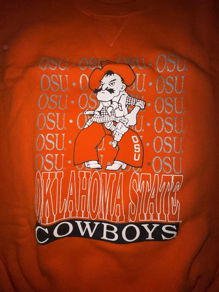 Sudadera Vintage Años 90 Oklahoma State Cowboys Para Hombre Grande Soffe Hecha en EE. UU. Foto 3 de 4