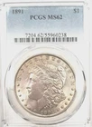 1891-P Morgan Silver Dollar PCGS MS62 Light Toning Toned BU GEM High Grade #P269