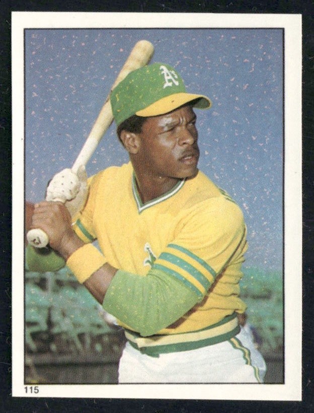 Rickey Henderson #115 Baseball Cards 1981 Topps Stickers trading card — raw and PSA graded price guide
