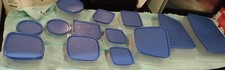13 household clear plastic containers with blue lids new/used FREE SHIPPING