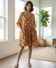 American Vintage Anemone Floral Oversized Smock Dress XS/S Pockets Tunic NWT