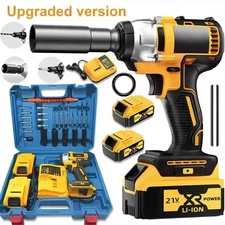 Electric Cordless Impact Wrench Drill Tool Box Set Screwdriver Bits 2X Battery