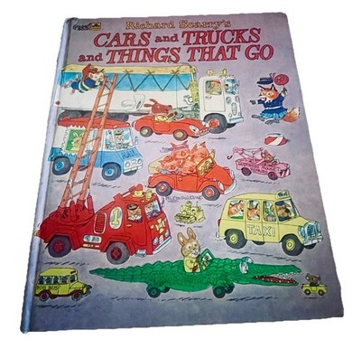 Richard Scarry's CARS & TRUCKS & THINGS THAT GO Children s VTG 1st 1974 ILLUS HC