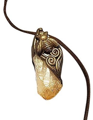 | Gold Honey Bee Crystal Necklace | Citrine or Labradorite Stone | Queen, Bum...