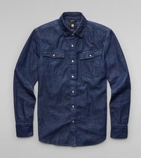 Image of G Star Unisex 3301 Slim Shirt Dark Navy Shirt Overshirt Size Medium (O)