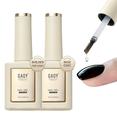Builder Top Coat Gel and Base Coat Set, 2 Pcs 16Ml Clear Rubber Top Coat and No