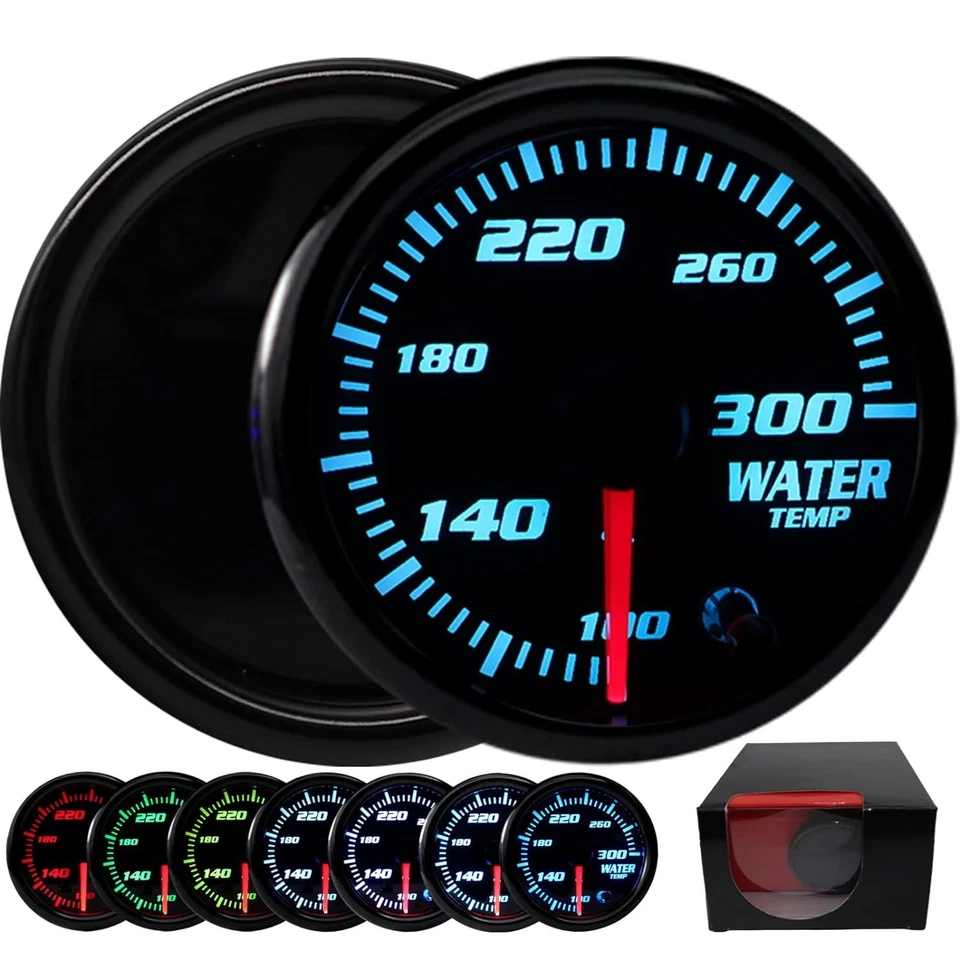 Durable Black Dial Water Temp Gauge with Color-Changing LED for Performance Cars - Image 3 of 4