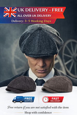 Flatcap mit Schirm 'Shelby' Baker Boy Zeitungsjunge Fischgrät Stoffmütze Mütze