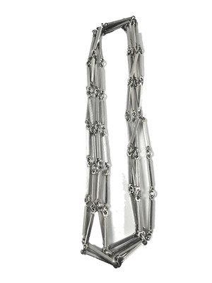 24'' Silver Tone Chain Necklace Bar & Loop Design FITS OVER HEAD No Clasp