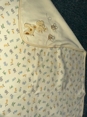 Carter's Cotton Receiving Blanket Jungle Animals Giraffe Bee One Size Yellow