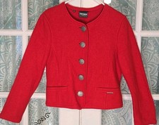 Vintage Geiger Tyrolean Boiled Wool Jacket Red Austria Loden Alpine Women EU 36