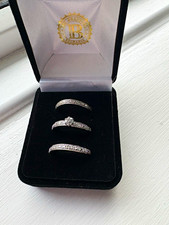 Bradford Exchange 925 Sterling Silver Hidden Message Of Love 3 Ring Set Boxed