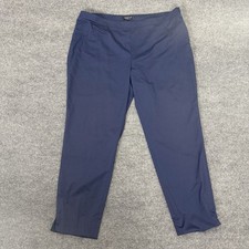 Lafayette 148 Bleeker Pants Women 16 Blue Wool Blend Stretch Ankle Side Zipper