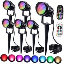  120V RGB Color Changing Landscape Spotlights 12W LED Outdoor Spot Lights for 