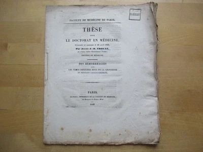 OBSTETRIQUE HEMORRAGIES DANS TROIS DERNIERS MOIS GROSSESSE & ACCOUCHEMENT 1849 - Photo 1/4