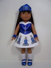 Blue Irish Dress w/Headband Doll Clothes For Wellie Wisher Wishers 14" Debs 