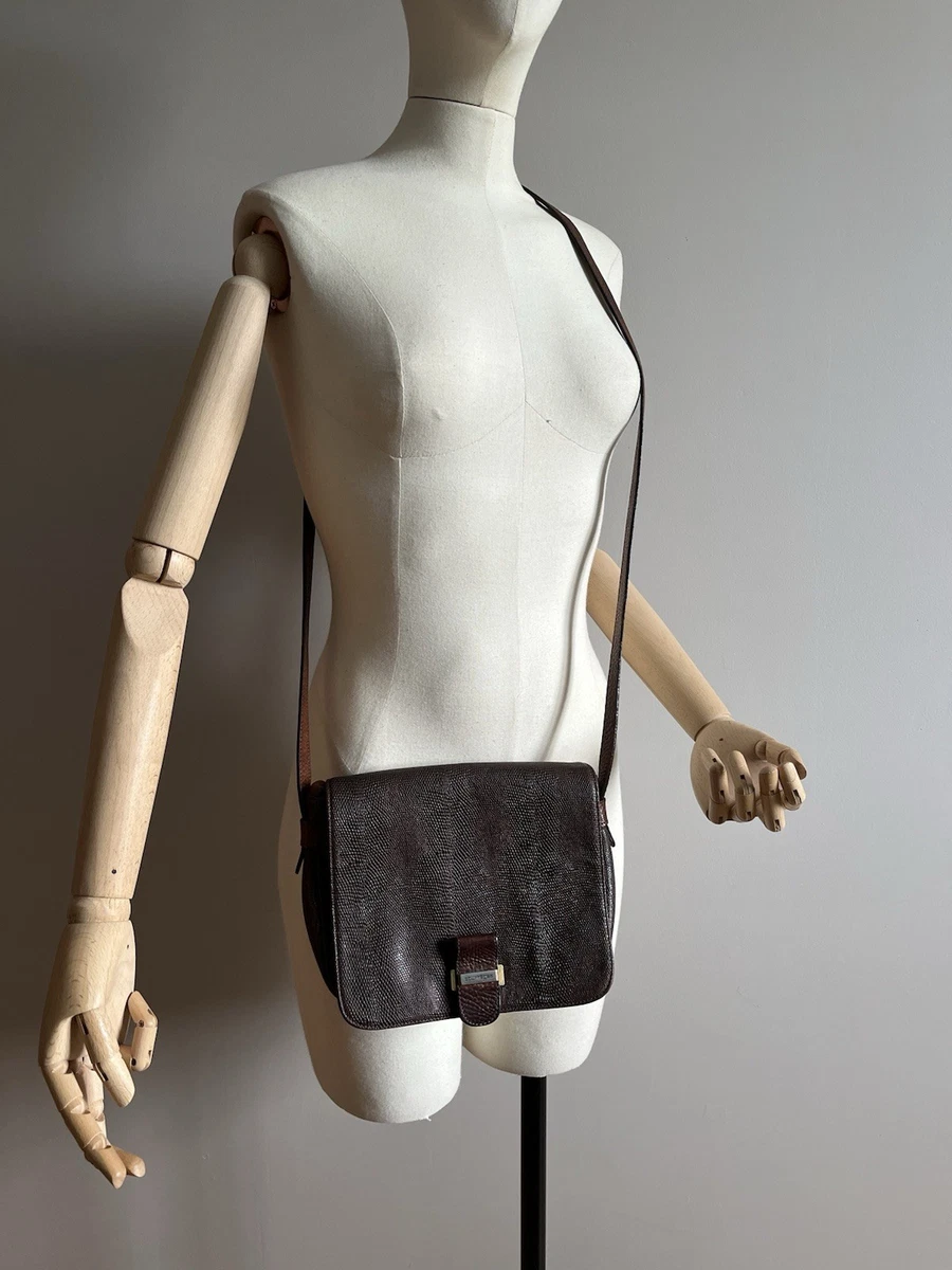 Sac Vintage Courrèges En Cuir Marron Noisette - Bandoulière - Fabriqué En France - Occasion Bon état