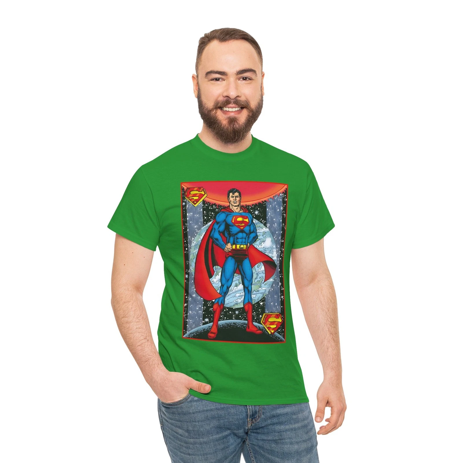 Superman T-Shirt - George Perez Justice League Postcard Art - DC Comics - 1980s