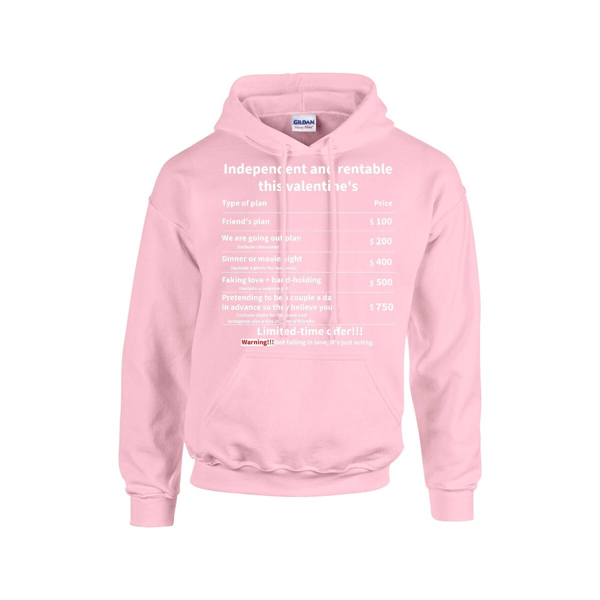 Felpa con cappuccio unisex unica indipendente e noleggiabile questo San Valentino