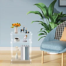 Acrylic Narrow Side Table 7" Wide Skinny Nightstand/Bedside Slim Small End Table