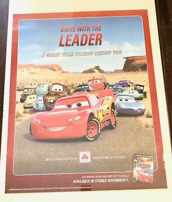 Disney Pixar Cars 06 28 X 21 Statefarm Reversible English Spanish Poster Ebay