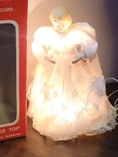 Vtg Angel Tree Table Blinking Topper Porcelain Head Christmas Holiday Decor