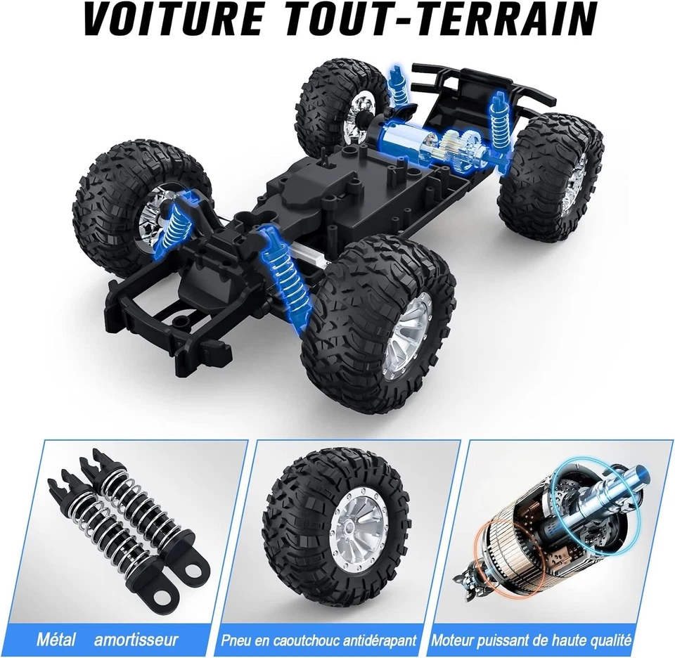 BAZTOY Macchina Telecomandata da Corsa Alta Velocità 20 KM/h Fuoristrada - 1/14 - Immagine 4 di 4