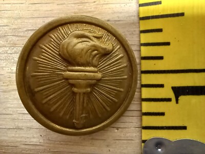 Vintage Brass Torch Lamp Old Antique Button Badge Medallion Torch Bearer Olympic