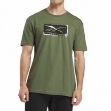 Reebok Men All-Cotton Logo T-Shirt Army Green, Size 2XL