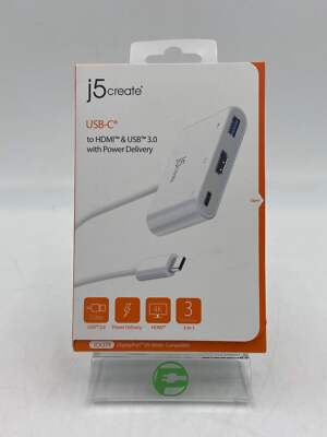 New J5 CREATE USB-C USB-C To HDMI USB With Power Delivery JCA379 
