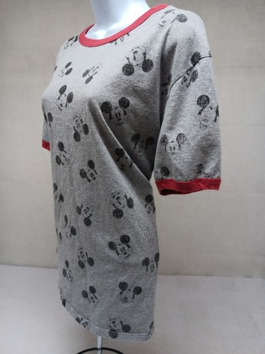 MAGLIETTA DISNEY DONNA EXTRA LARGE GRIGIO ROSSO RIFINITURA TESTA DI TOPOLINO MANICA CORTA - Foto 4 di 10