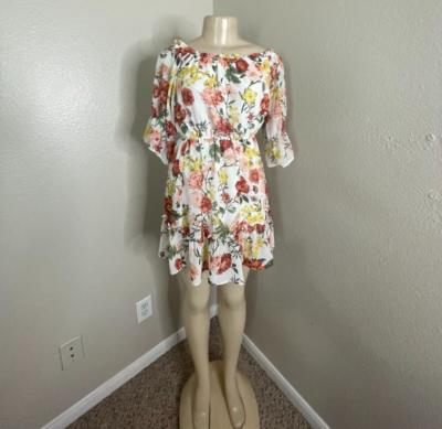 forever 21 off shoulder floral dress Forever 21 Women's Multi-Color Floral Printed Off-Shoulder Dress Size M
