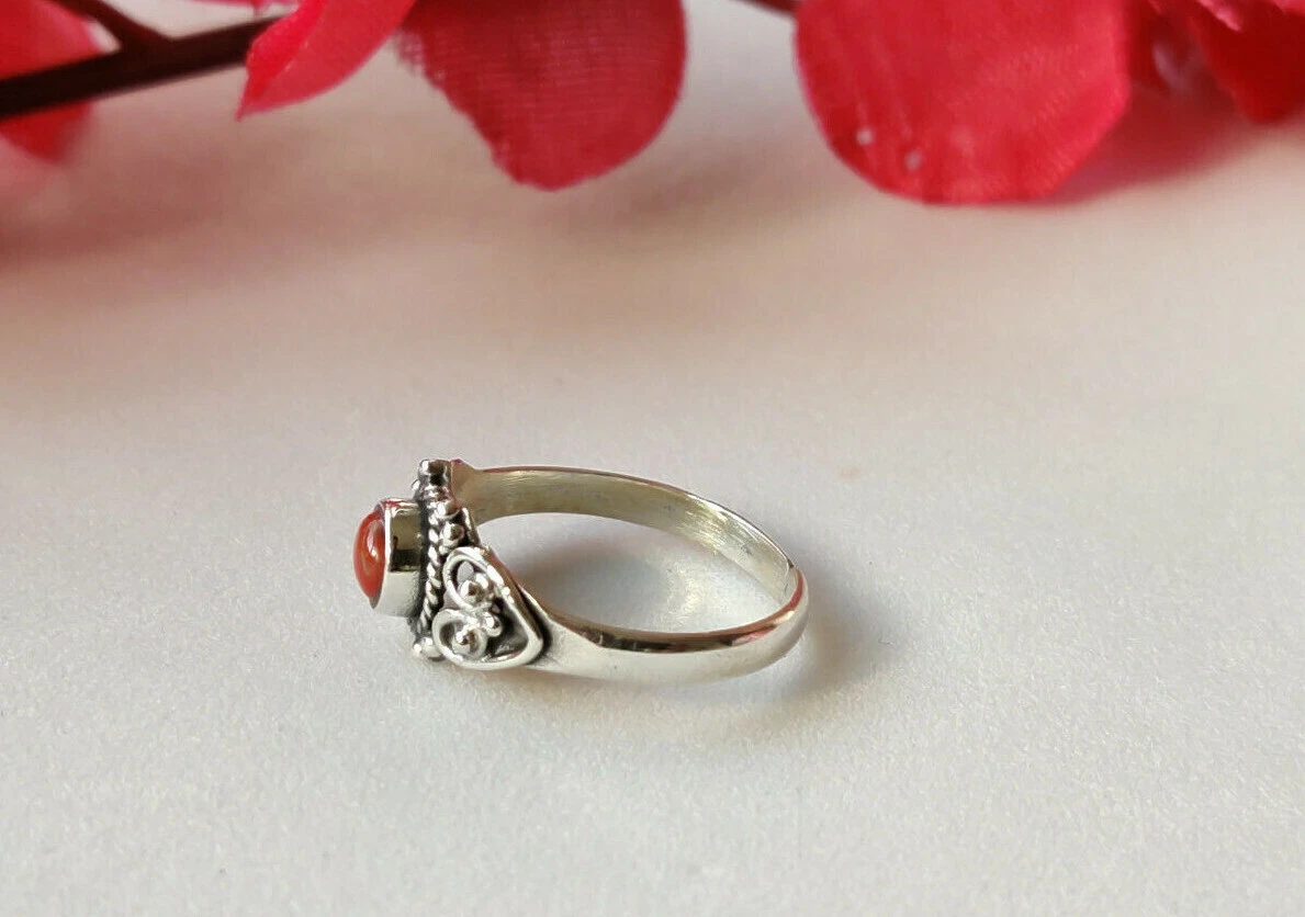 Natural red coral clearance ring