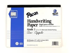 Pacon Handwriting Paper Grade 3 1/2” x 1/4” Alternate Dotted Ruling 8.5” x 11”