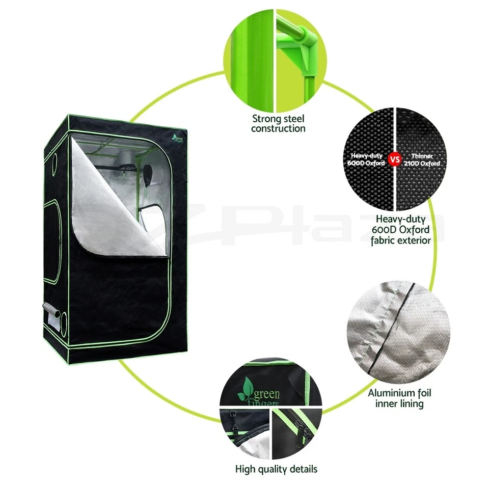 Green Fingers 120X120X200cm Grow Tent 1000W LED Grow Light 4" Ventilation Kit - image 3 of 4