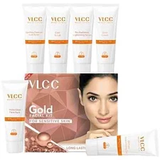 VLCC Gold Facial Kit For Sensitive Skin With 24K Gold, Hyaluronic Acid & Vitamin
