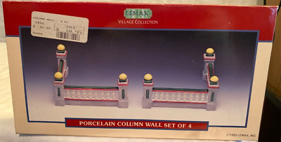 Lemax Dickensvale Christmas Display Porcelain Column Wall Set of 4 ~ #33100