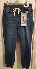 Rewash Juniors Womens Denim Jean Jogger Pants Comfort Stretch Mid Rise XS NWT